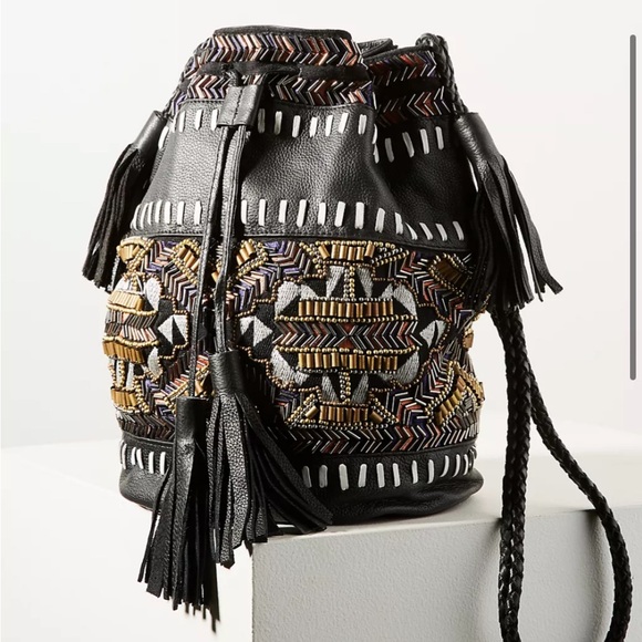 Anthropologie Inko ibBan Embroidered and Beaded Leather Bucket Bag - Picture 14 of 14